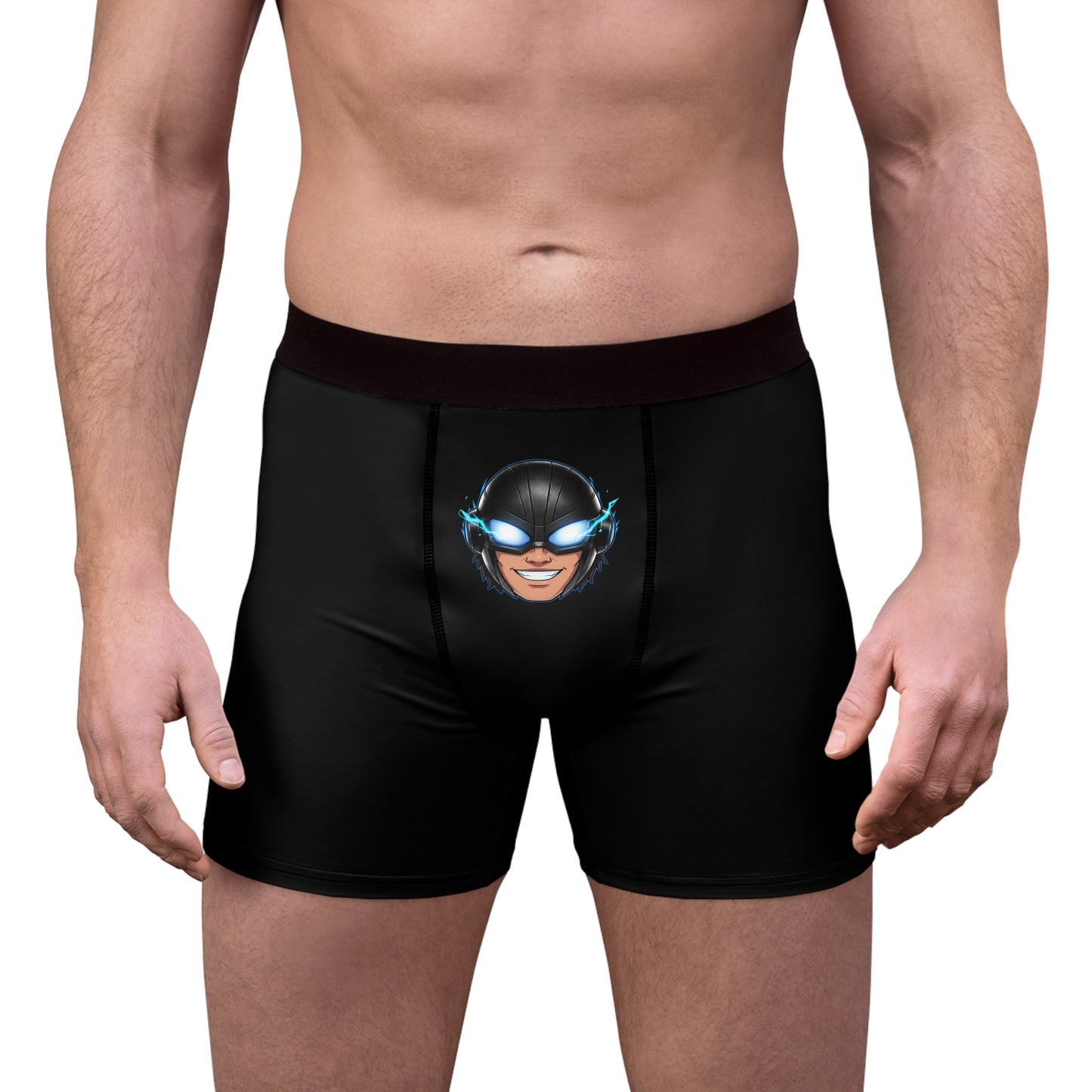 Midnight Sun Boxer Briefs — All-Over-Print Men’s Underwear with Lightning Logo Design