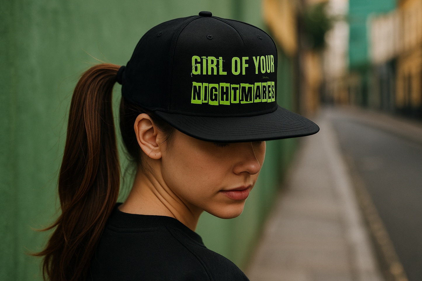 Green Snapback with Ponytail - Style 2