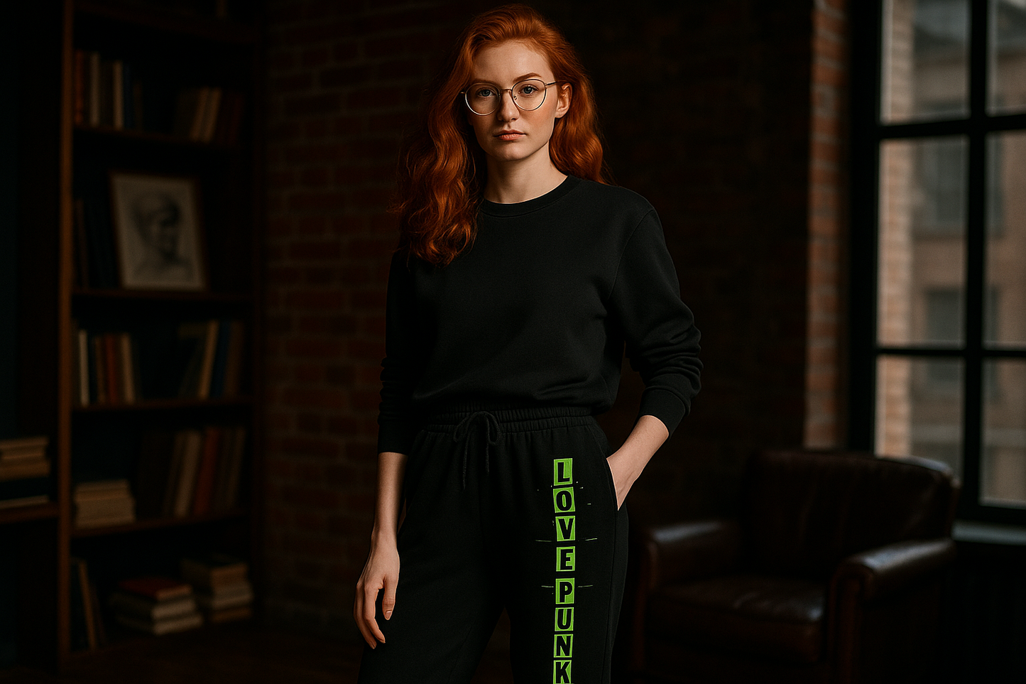 Scholarly Redhead in Green Love Punk - Intellectual Rebel